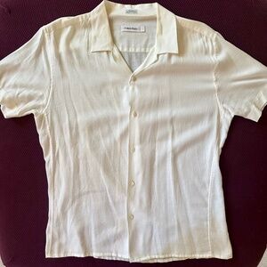 Mens Calvin Klein, White Cotton Shirt, Size L